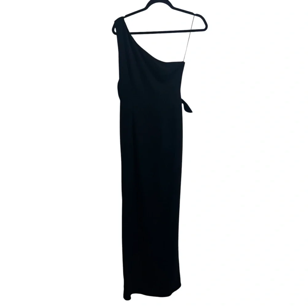 NEW NWOT Amanda Uprichard X Revolve Conetta One Shoulder Wrap Maxi Gown Black